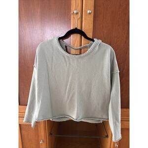 Aerie Cropped Open Back Sweatshirt Terry Cloth And Cotton Sage Green Size XS
